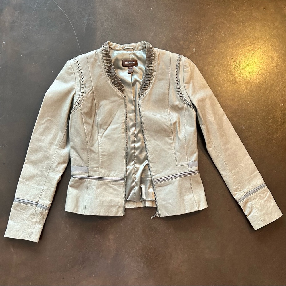 Danier Taupe Leather Jacket- xsmall